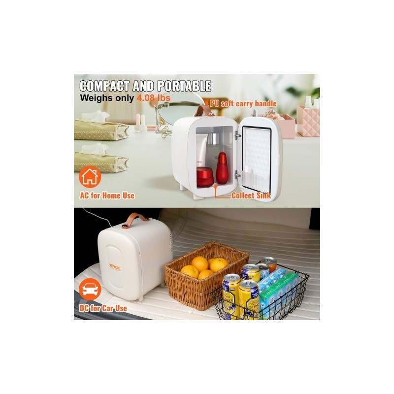 Minijääkaappi 4 L 6 purkkia alumiinisisävuoraus viilennys ja lämmitys USB ja verkkovirtainen