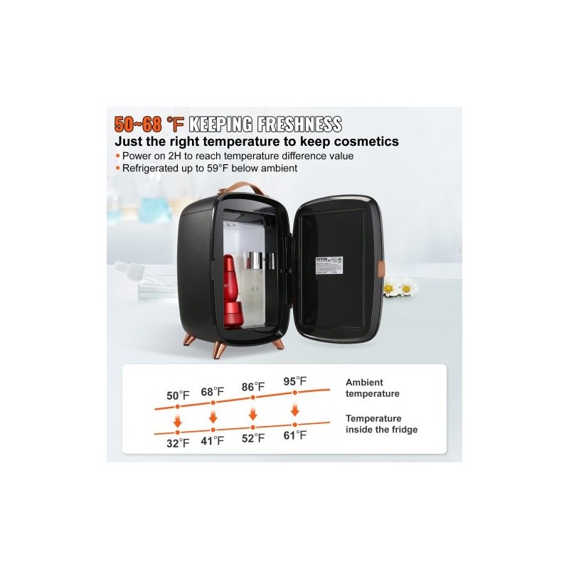 Pieni jääkaappi kuuden litran kahdeksalle tölkille termoelektrinen jäähdytys ja lämmitys