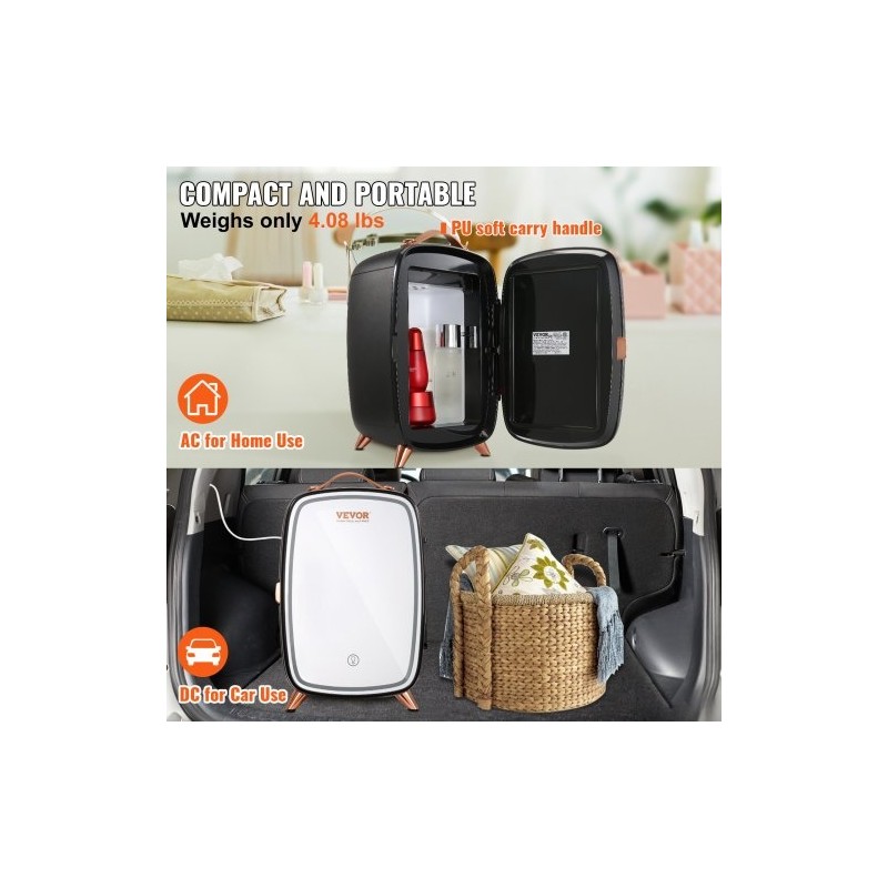 Pieni jääkaappi kuuden litran kahdeksalle tölkille termoelektrinen jäähdytys ja lämmitys