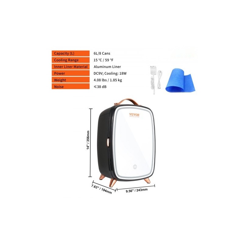 Pieni jääkaappi kuuden litran kahdeksalle tölkille termoelektrinen jäähdytys ja lämmitys