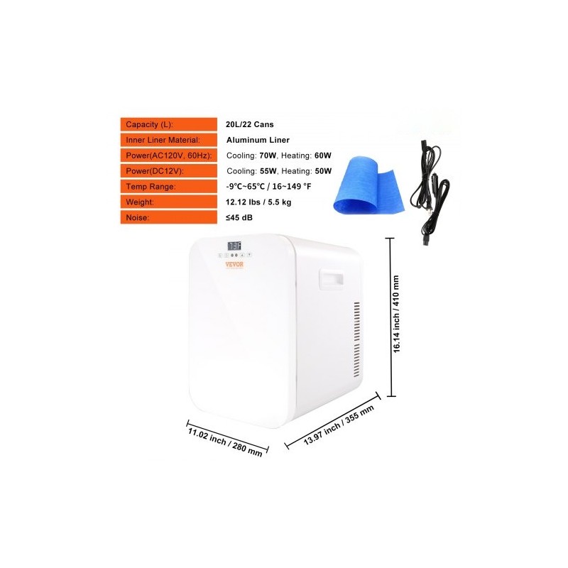 Minijääkaappi 20 l 22 tölkkiä viilennys ja lämmitys 12V verkkovirralla