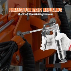 Pistoolikahvainen rasvaprässi hiiliteräs alumiiniseos 120 cm3 korkeapaineinen joustavalla letkulla