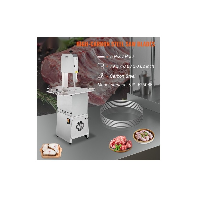 Lihabandsausterä hiiliteräs 2020x16x0,56 mm 5 kpl lihan ja luiden leikkaamiseen