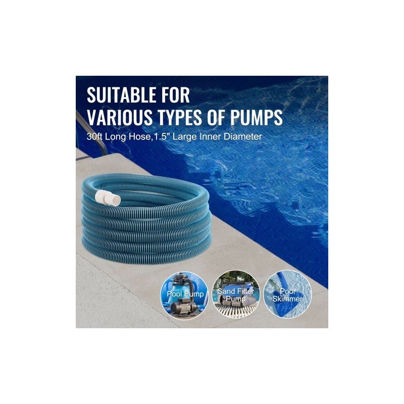 Allasimuriletku 38 millimetrin halkaisija 9,1 metrin pituus tyhjennykseen ja imurointiin