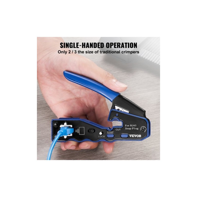 Monitoiminen RJ45-puristustyökalu 8-napaisille liittimille karkaistu teräs 20 läpivientiliitintä johdonkuorija ja verkkotesteri