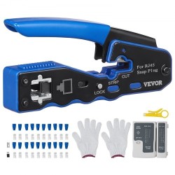 Monitoiminen RJ45-puristustyökalu 8-napaisille liittimille karkaistu teräs 20 läpivientiliitintä johdonkuorija ja verkkotesteri