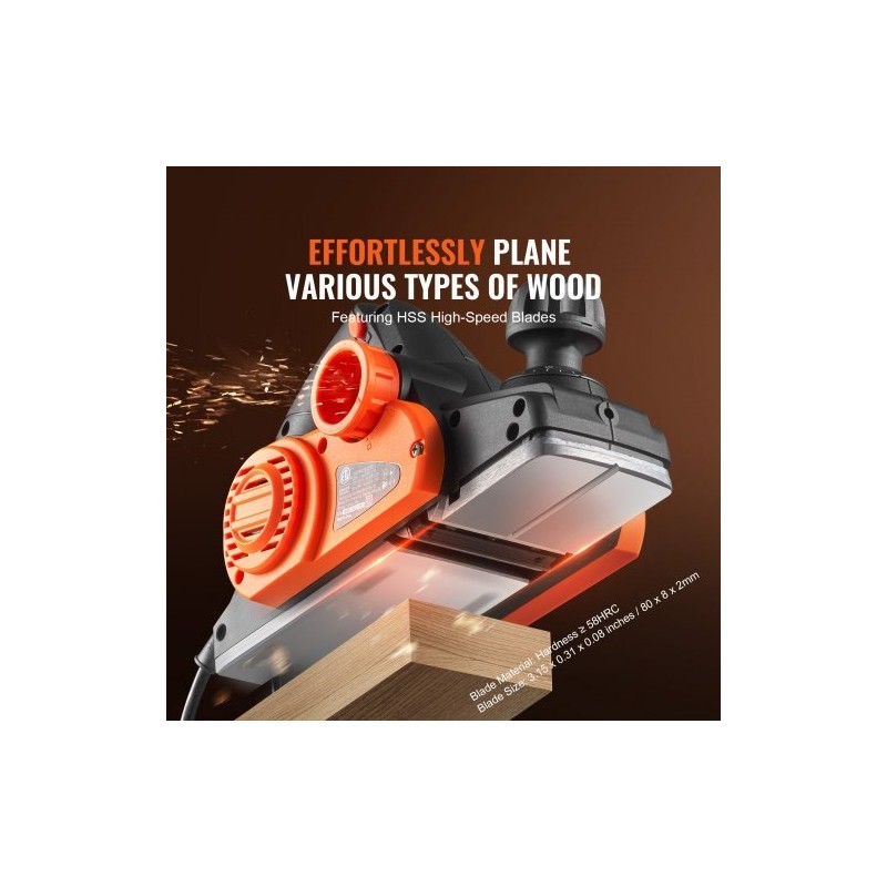 Sähköinen käsihöylä 8,25 cm höyläysleveys 2 mm maksimisyvyys alumiinipohja