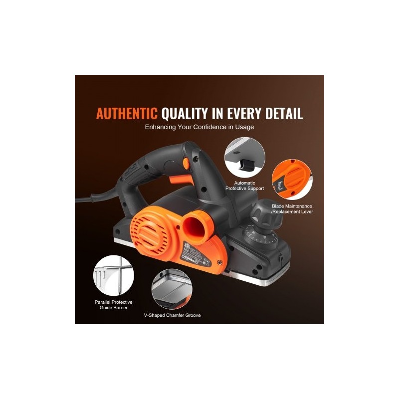 Sähköinen käsihöylä 8,25 cm höyläysleveys 2 mm maksimisyvyys alumiinipohja