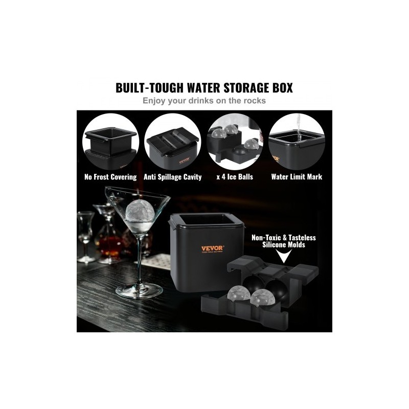 Jääpallomuotti silikoninen 4 kappaletta halkaisija 6 cm kirkkaat jääpallot säilytyspussi jääpihdit