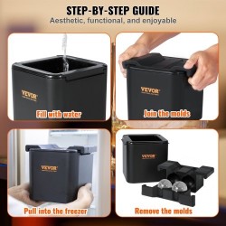 Jääpallomuotti silikoninen 4 kappaletta halkaisija 6 cm kirkkaat jääpallot säilytyspussi jääpihdit