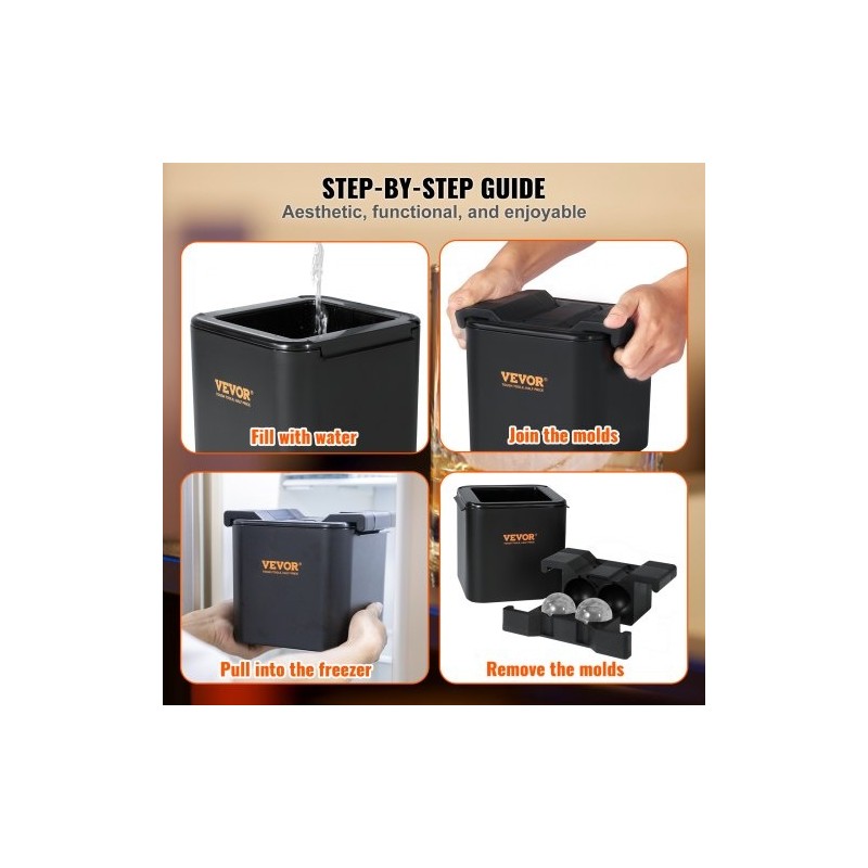 Jääpallomuotti silikoninen 4 kappaletta halkaisija 6 cm kirkkaat jääpallot säilytyspussi jääpihdit