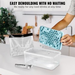 Silikoninen pyöreä jääpallomuottisetti 2 kpl kannella pinottava 104 pientä ja 33 suurta