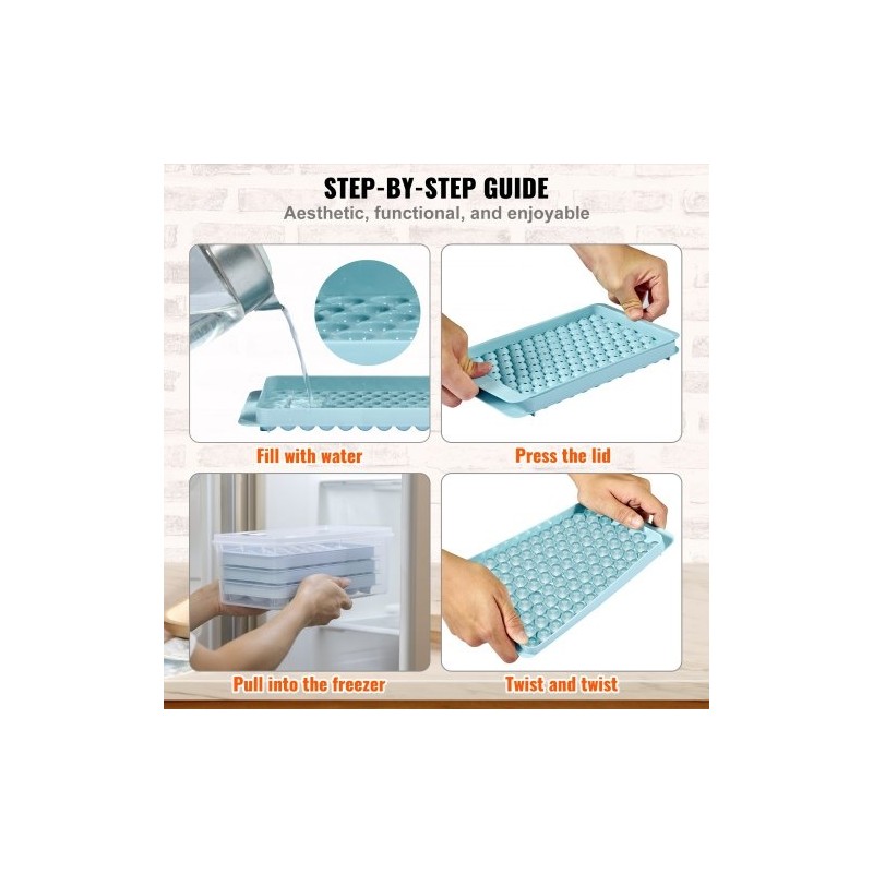 Silikoninen pyöreä jääpallomuottisetti 2 kpl kannella pinottava 104 pientä ja 33 suurta