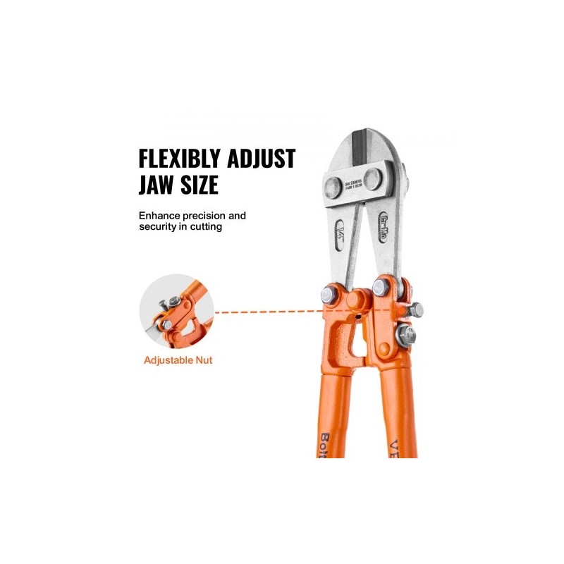 Pulttileikkuri 45,7 cm kromimolybdeeniteräs säädettävä leukaväli kaksikomponenttinen pehmeä kumikahva