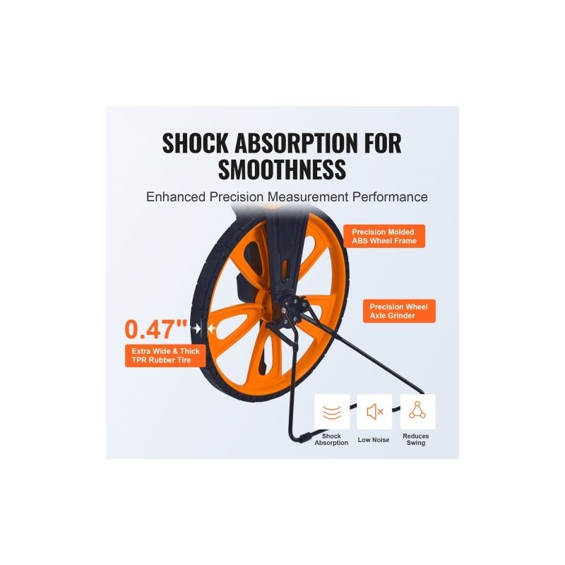 Mittapyörä ABS ja alumiinioksidi teleskooppivarrella 317,5 mm mittausalue 0–9999,9 m mekaanisella laskurilla