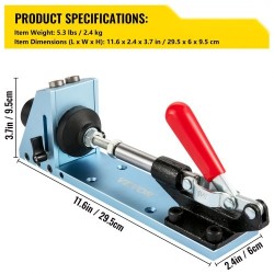 Taskureikäporausjigi eloksoitu alumiini 2 porareikää säädettävä syvyys pölynpoistoliitännällä