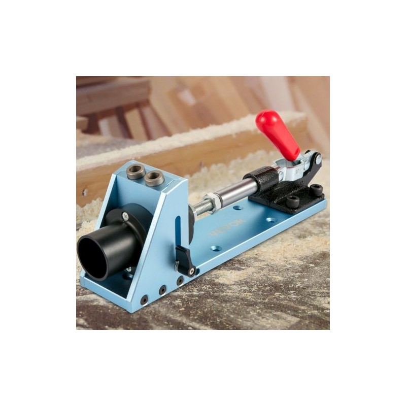 Taskureikäporausjigi eloksoitu alumiini 2 porareikää säädettävä syvyys pölynpoistoliitännällä