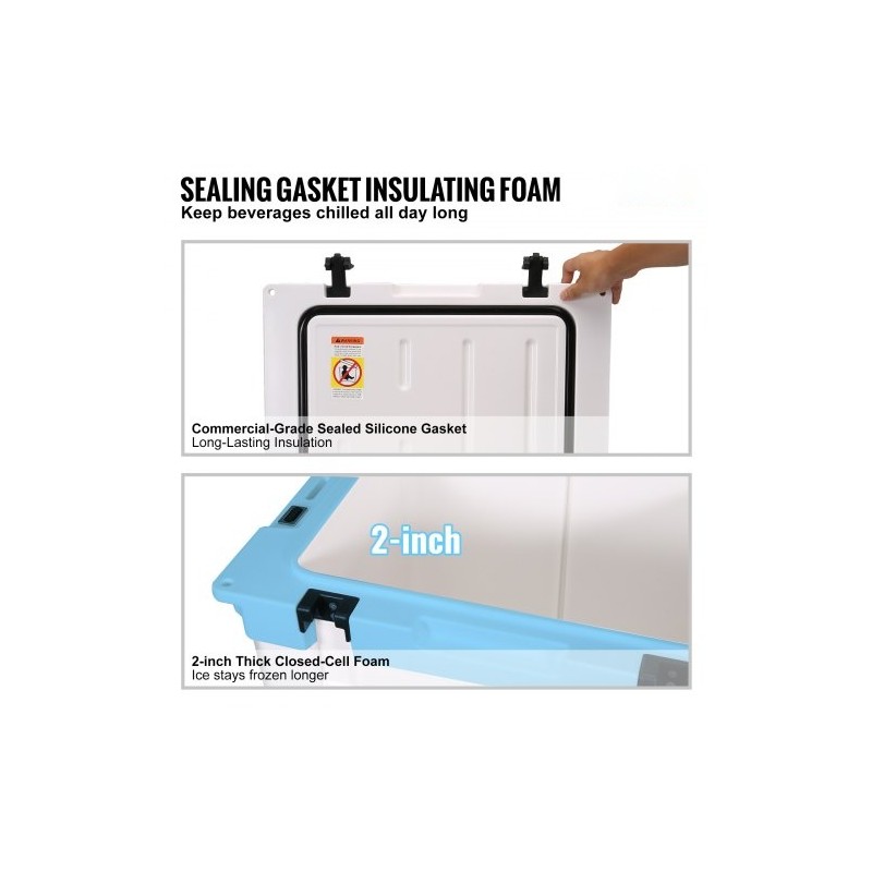 Muovinen kovarunkoinen 45 kvartin kylmälaukku 45 tölkille pitää jään 6 päivää