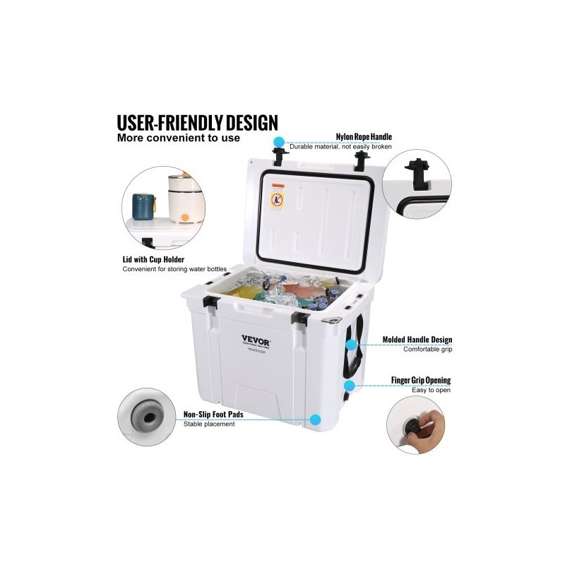 Muovinen kovarunkoinen 45 kvartin kylmälaukku 45 tölkille pitää jään 6 päivää