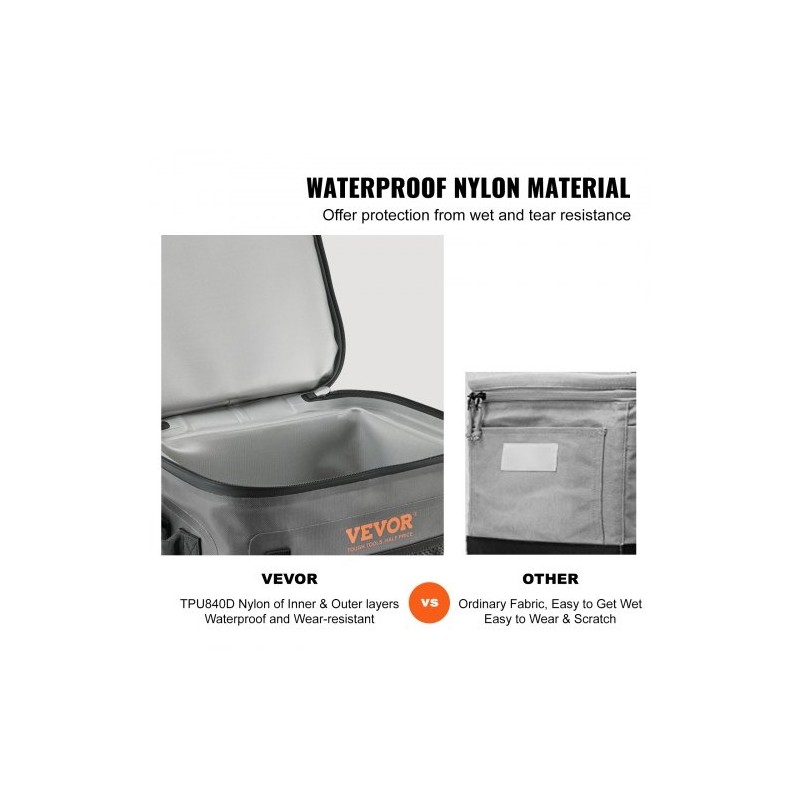 Pehmeäseinämäinen eristetty vesitiivis kylmälaukku 24 tölkille tummanharmaa