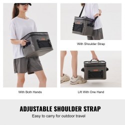 Pehmeäseinämäinen eristetty vesitiivis kylmälaukku 24 tölkille tummanharmaa