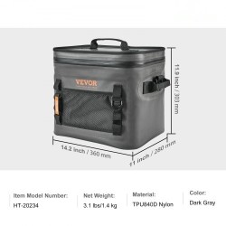 Pehmeäseinämäinen eristetty vesitiivis kylmälaukku 24 tölkille tummanharmaa