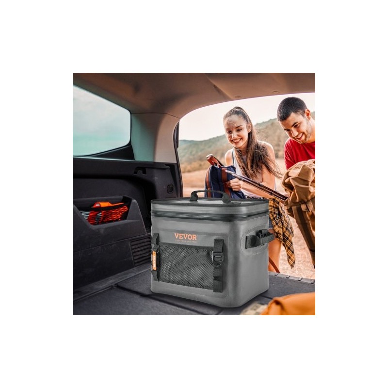 Pehmeäseinämäinen eristetty vesitiivis kylmälaukku 24 tölkille tummanharmaa