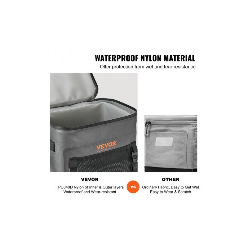 Pehmeä kylmälaukku TPU840D-nailon eristetty vedenpitävä 30 tölkkiä koko 360x280x395 mm ulkoiluun