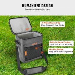 Pehmeä kylmälaukku TPU840D-nailon eristetty vedenpitävä 30 tölkkiä koko 360x280x395 mm ulkoiluun