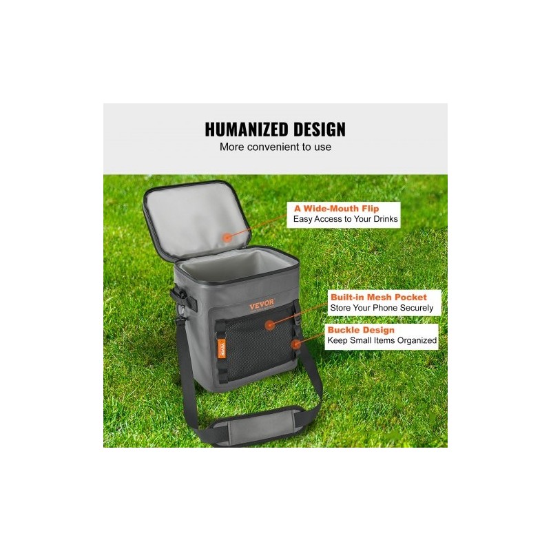 Pehmeä kylmälaukku TPU840D-nailon eristetty vedenpitävä 30 tölkkiä koko 360x280x395 mm ulkoiluun