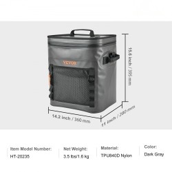 Pehmeä kylmälaukku TPU840D-nailon eristetty vedenpitävä 30 tölkkiä koko 360x280x395 mm ulkoiluun