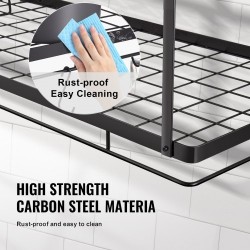 Seinäasennettava hiiliteräksinen kattila ja pannuhylly 762 mm 12 S-koukkua 24,9 kg kantavuus