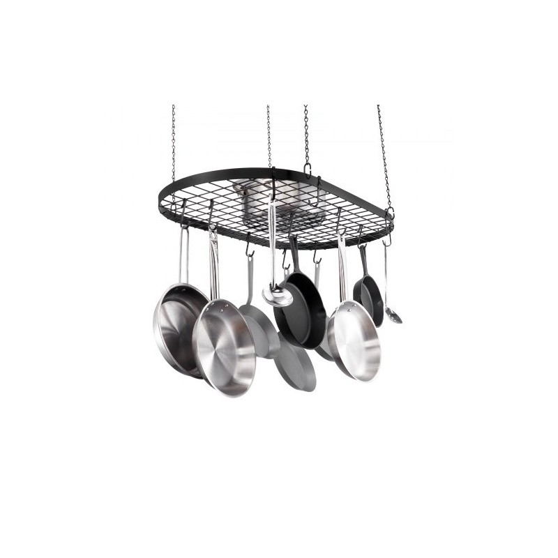 Kattoon asennettava hiiliteräksinen 32 tuuman kattilateline 36 kg kantokyky 12 S-koukkua