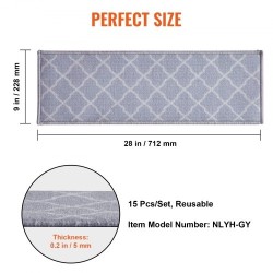 Portaiden liukuestematto polypropeenikuitu 711 x 229 mm 15 kpl vaaleanharmaa