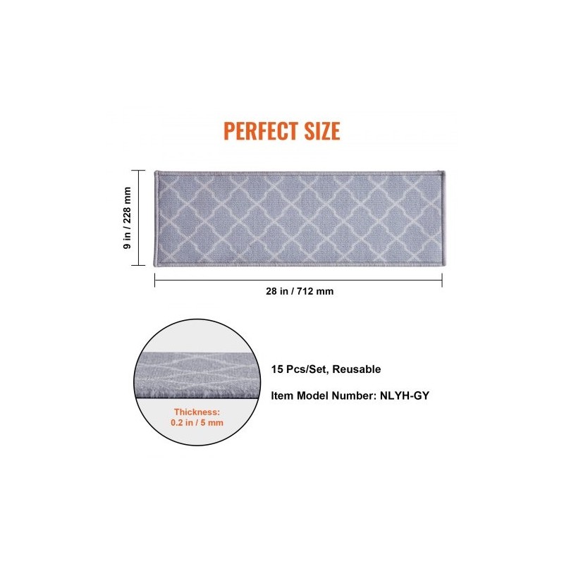 Portaiden liukuestematto polypropeenikuitu 711 x 229 mm 15 kpl vaaleanharmaa