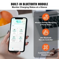 MPPT-lataussäädin 30A 12V ja 24V automaattinen tunnistus Bluetooth-moduulilla 98% hyötysuhde