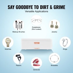 Ultraäänipuhdistin 470 ml kompakti 4 ajastintilaa mukana puhdistuskori koruille ja silmälaseille