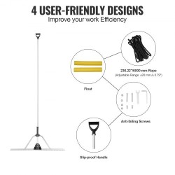 Maisemaharava alumiiniseos 915 mm harapää säädettävä 2600 mm varsi kelluke köysi