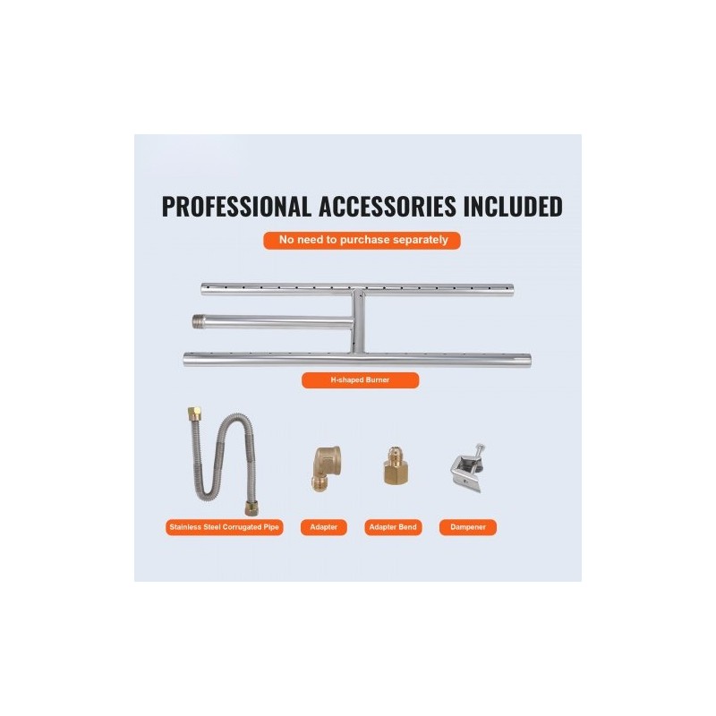 Upotettava H-muotoinen tulipesän poltinruukku SUS304 6×18 propaani ja maakaasu sisä- ja ulkokäyttöön