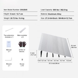 Kynnysramppi alumiininen 12,7 cm korkea 362,8 kg kantavuus modulaarinen säädettävä pyörätuoleille