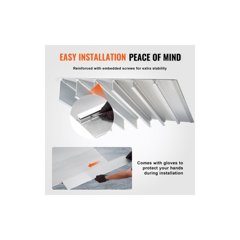 Kynnysramppi alumiiniseoksesta 10,2 cm korkeus 362,8 kg kantavuus modulaarinen ja säädettävä