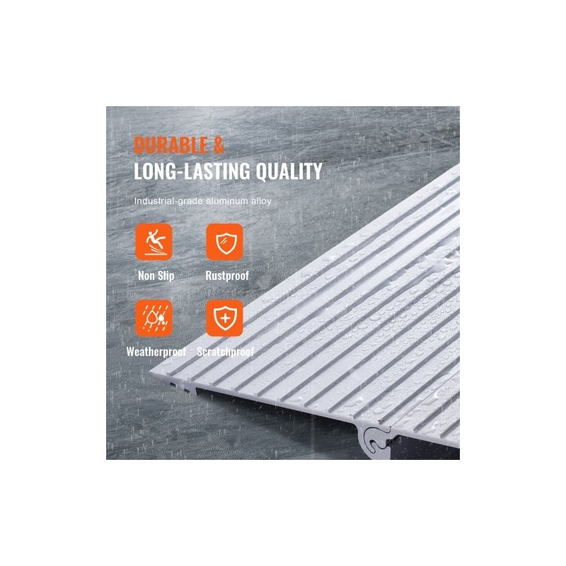 Kynnysramppi alumiiniseoksesta 10,2 cm korkeus 362,8 kg kantavuus modulaarinen ja säädettävä