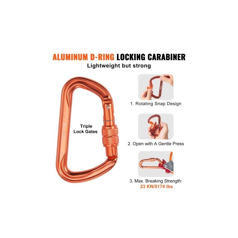 Flipline polyesteripäällysteinen terässydämellinen 16 mm 3 m alumiinikarabiinilla puuhun kiipeilyyn