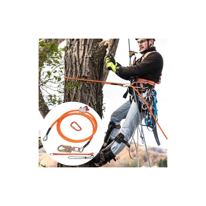 Flipline polyesteripäällysteinen terässydämellinen 16 mm 3 m alumiinikarabiinilla puuhun kiipeilyyn