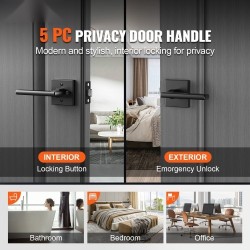 Ovenkahvasetti 5 kpl sinkkiseos matta musta käännettävä avaimeton lukitus 45° kääntö sisäoviin