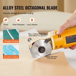 Sähköinen käsikäyttöinen kangasleikkuri 170 W 70 mm seosteräterä 25 mm leikkuupaksuus