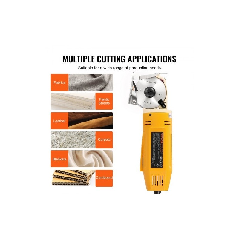 Sähköinen käsikäyttöinen kangasleikkuri 170 W 70 mm seosteräterä 25 mm leikkuupaksuus