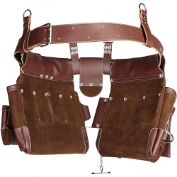 Työkaluvyö PU-materiaalinen 22 taskua irrotettavat taskut säädettävä vyötärönympärys 73–137 cm ruskea