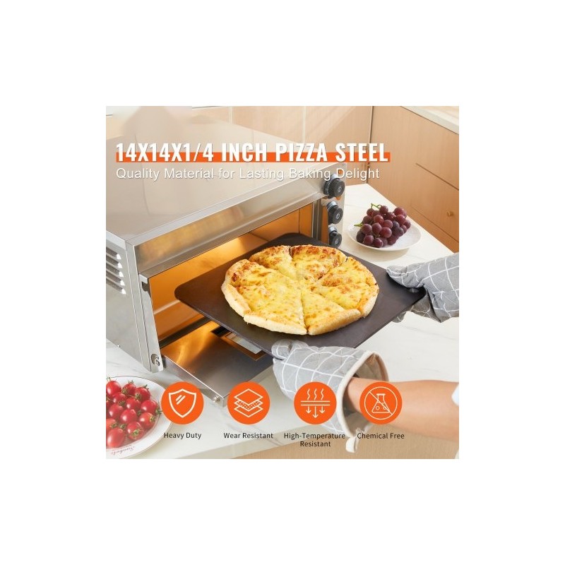 Pizzateräslevy 355 x 355 x 6 mm esimaustettu hiiliteräs uuniin ja grilliin