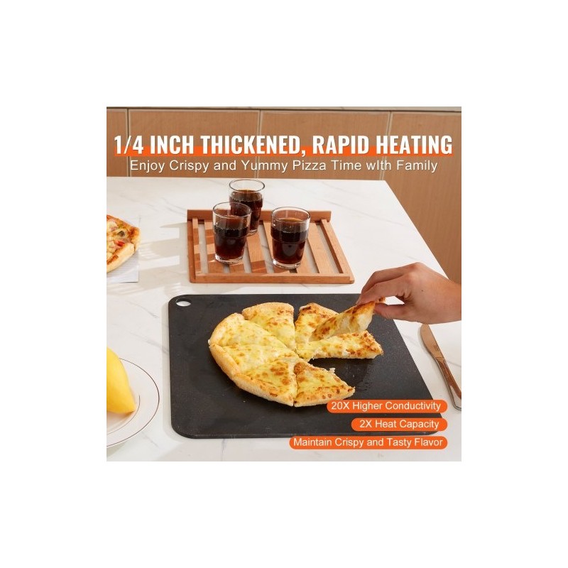 Pizzateräslevy 355 x 355 x 6 mm esimaustettu hiiliteräs uuniin ja grilliin